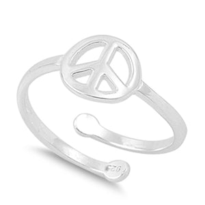 Women's Open Peace Sign Classic Ring New .925 Sterling Silver Band Sizes 5-9