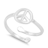 Women's Open Peace Sign Classic Ring New .925 Sterling Silver Band Sizes 5-9