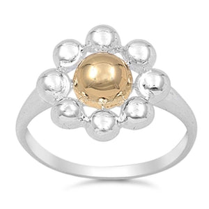Gold Tone Flower Ball Cluster Cute Ring New .925 Sterling Silver Band Sizes 4-11