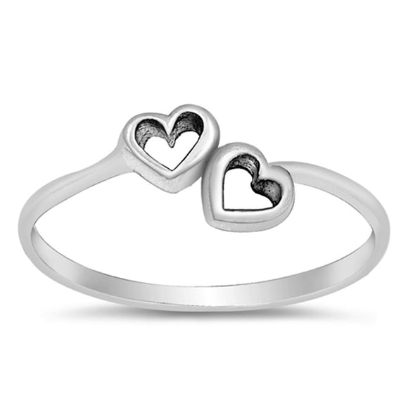 Girl's Double Heart Cute Ring New 925 Sterling Silver Girlfriend Band Sizes 2-10