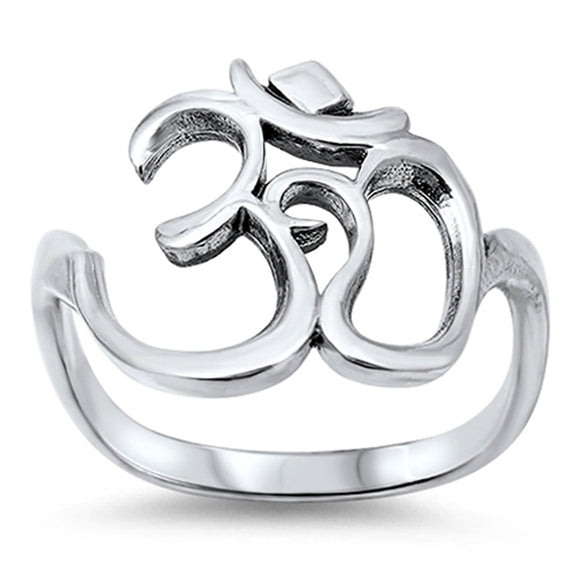 Women's Om Sign Symbol Open Unique Ring New .925 Sterling Silver Band Sizes 5-10