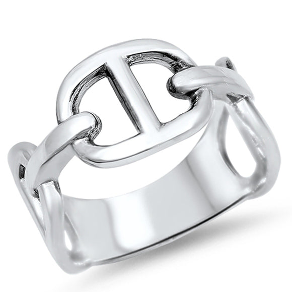 Men's Curb Link Chain Design Cute Ring New .925 Sterling Silver Band Sizes 6-10