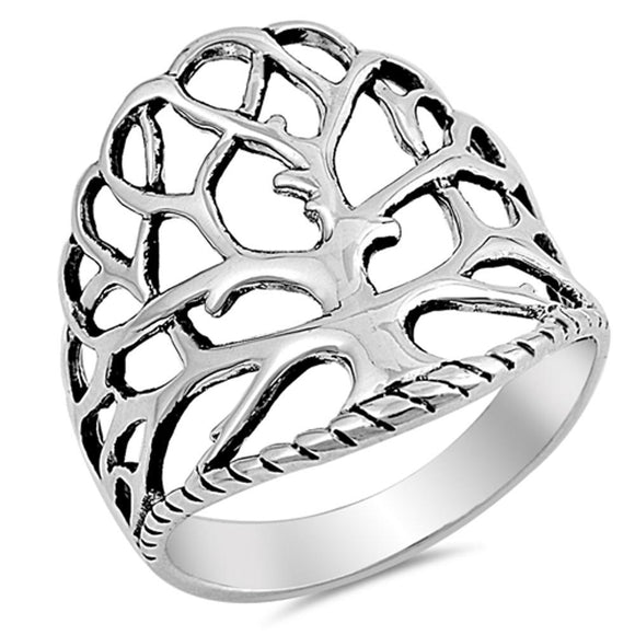 Women's Tree of Life Cute Ring New 925 Sterling Silver Bali Rope Band Sizes 4-13