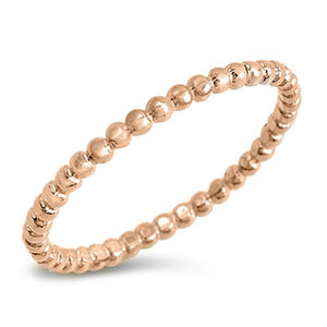 Rose Gold Tone Ball Eternity Cute Ring New .925 Sterling Silver Band Sizes 2-10