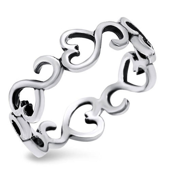 Women's Eternity Heart Promise Ring New .925 Sterling Silver Band Sizes 3-10