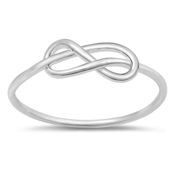 Infinity Knot Forever Love Polished Ring .925 Sterling Silver Band Sizes 4-10