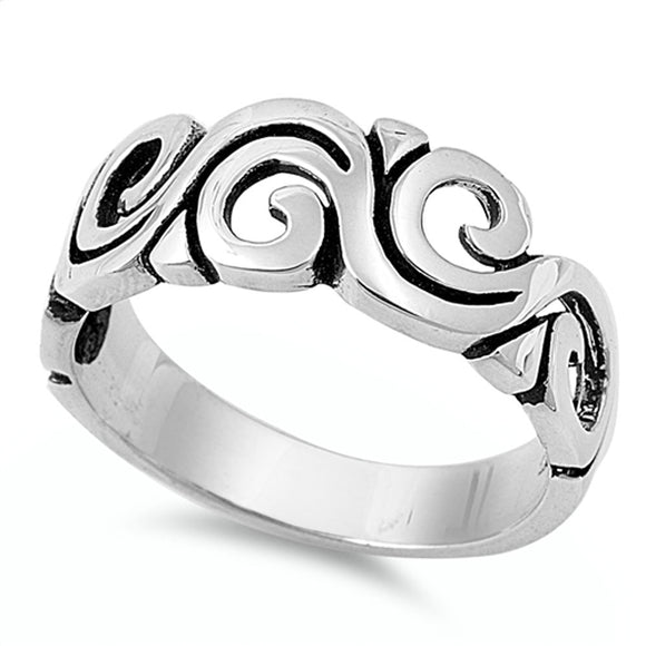 Women's Swirl Designer Unique Ring New .925 Sterling Silver Band Sizes 5-10