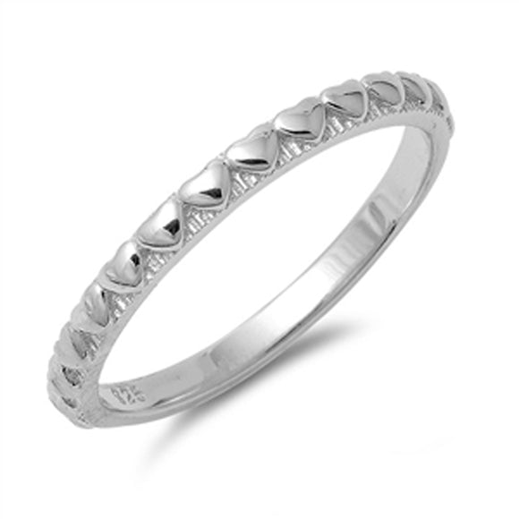 Women's Heart Love Band Promise Ring New Solid .925 Sterling Silver Sizes 4-10