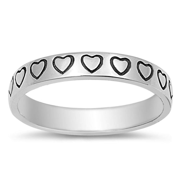 Girl's Love Heart Stackable Fashion Ring New 925 Sterling Silver Band Sizes 4-10