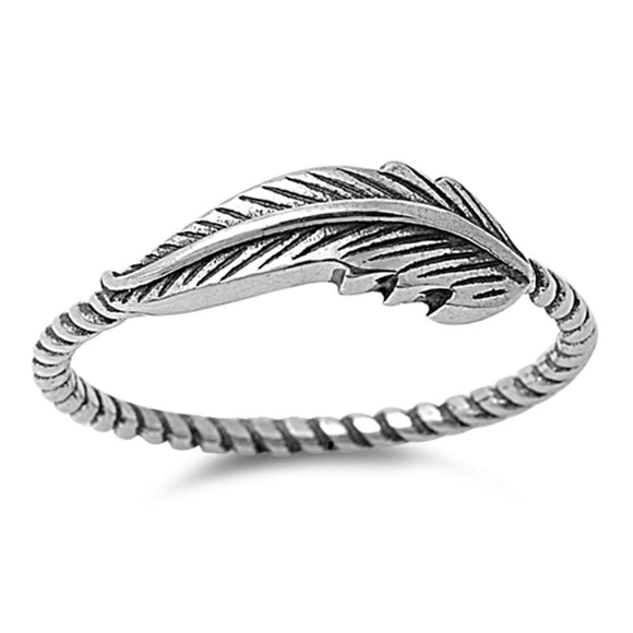 Women's Leaf Fashion Ring New .925 Sterling Silver Bali Rope Band Sizes 4-13