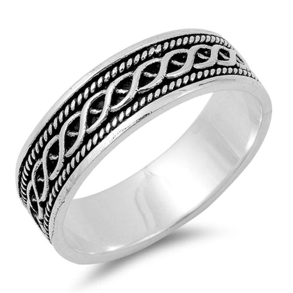 Women's Celtic Knot Bali Rope Design Ring .925 Sterling Silver Band Sizes 5-14