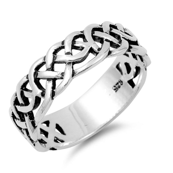 Celtic Knot Infinity Weave Ring New 925 Sterling Silver Oxidized Band Sizes 5-14