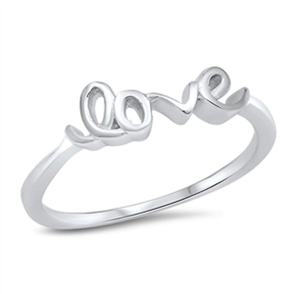 Girl's Love Word Promise Ring New .925 Sterling Silver Cute Band Sizes 4-10