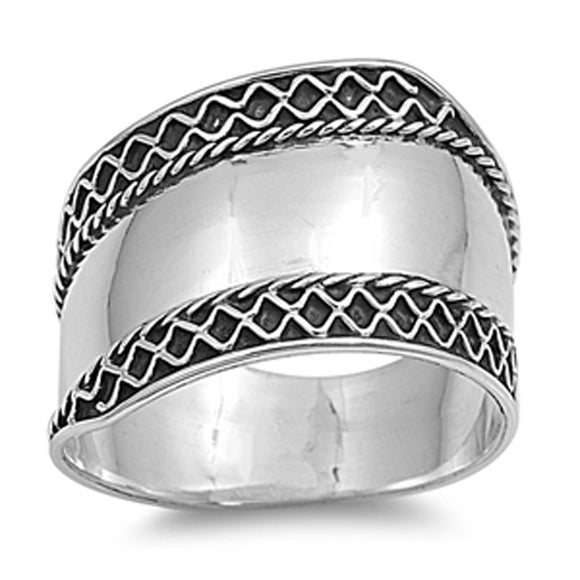 Sterling Silver Women's Bali Ring Fashion Weave Braid Design 925 Band Sizes 5-12