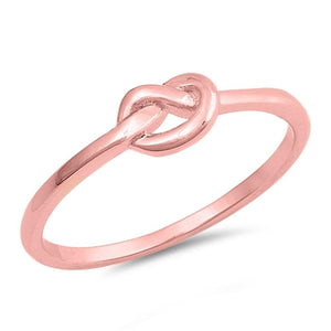 Rose Gold-Tone Love Knot Promise Ring New .925 Sterling Silver Band Sizes 3-10