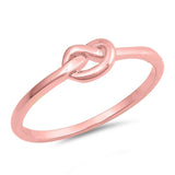 Rose Gold-Tone Love Knot Promise Ring New .925 Sterling Silver Band Sizes 3-10