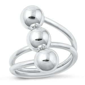 High Polish Ball Cluster Open Ring New .925 Sterling Silver Band Sizes 5-10