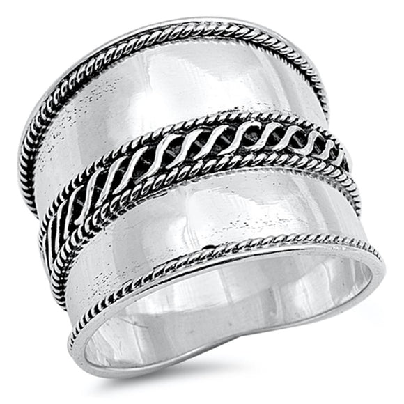 Bali Rope Chain Design Ring New .925 Sterling Silver Band Sizes 5-12