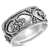 Bali Heart Rope Bead Ball Promise Ring New .925 Sterling Silver Band Sizes 6-10