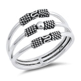 Bali Three Bar Bead Statement Ring New .925 Sterling Silver Band Sizes 5-10