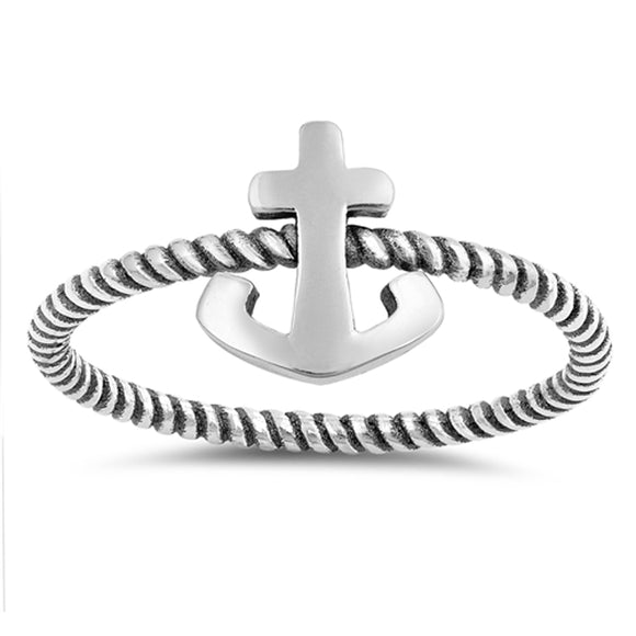 Anchor Rope Nautical Thin Thumb Ring New .925 Sterling Silver Band Sizes 3-10