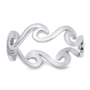 Eternity Wave Water Ocean Stacking Ring New .925 Sterling Silver Band Sizes 4-10