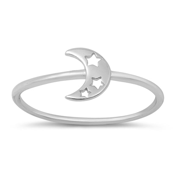 Astrology Moon Star Modern Classic Ring New .925 Sterling Silver Band Sizes 4-10