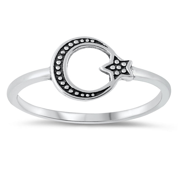 Bali Moon Star Fashion Wholesale Ring New .925 Sterling Silver Band Sizes 4-10