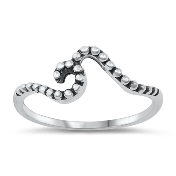 Bali Bead Ocean Wave Ring New .925 Sterling Silver Band Sizes 4-10