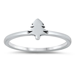 Pine Fur Christmas Tree Classic Ring New .925 Sterling Silver Band Sizes 4-10