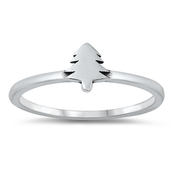 Pine Fur Christmas Tree Classic Ring New .925 Sterling Silver Band Sizes 4-10