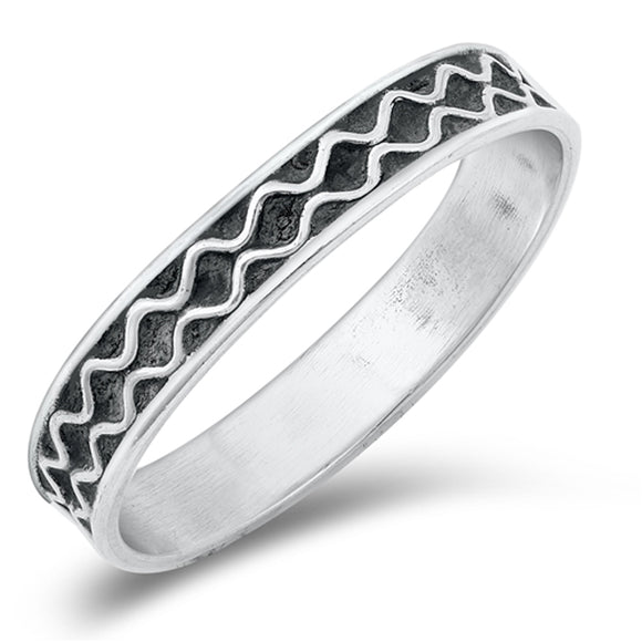 Bali Style Wavy Line Promise .925 Sterling Silver Band Sizes 5-10