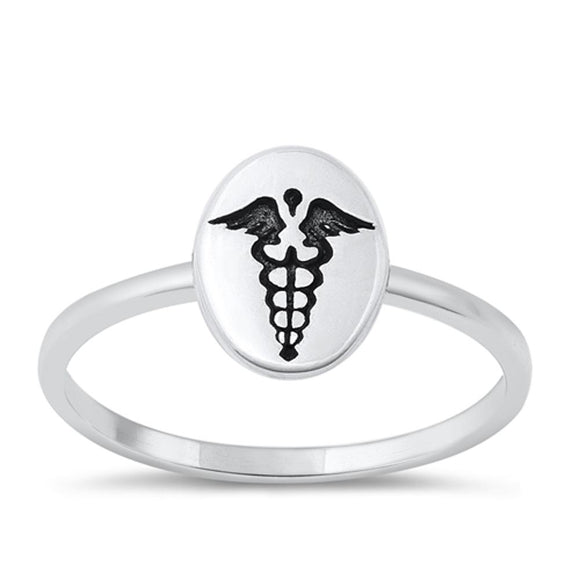 Sterling Silver Caduceus Ring