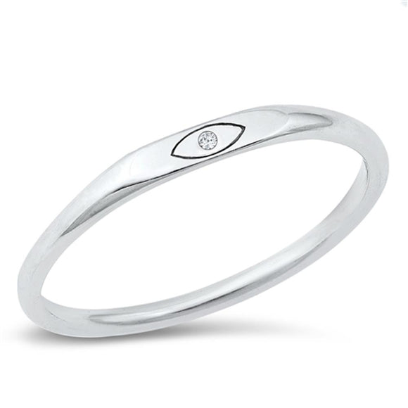 Sterling Silver Clear CZ Eye Ring