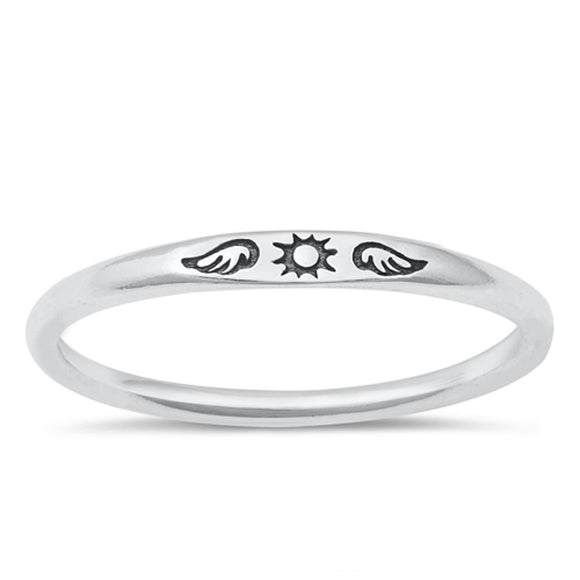 Sterling Silver Sun & Wings Ring