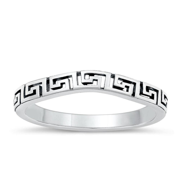 Sterling Silver Greek Key Ring