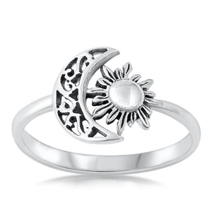 Sterling Silver Moon & Sun Ring