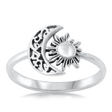 Sterling Silver Moon & Sun Ring