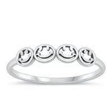 Sterling Silver Happy Faces Ring