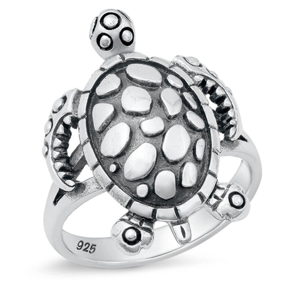 Sterling Silver Oxidized Turtle Ring