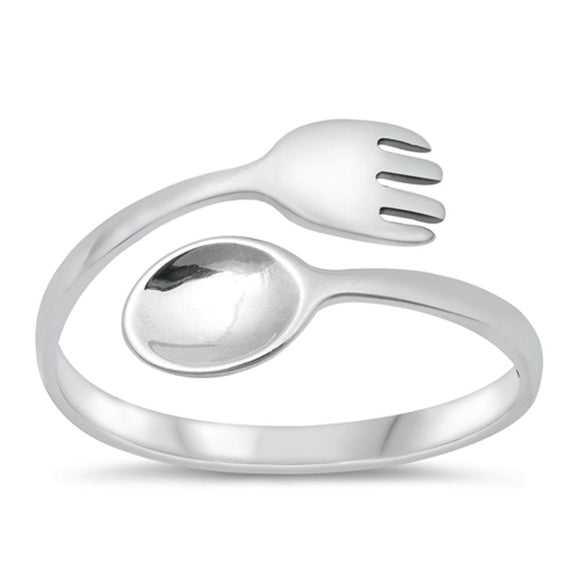 Sterling Silver Spoon & Fork Ring