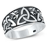 Sterling Silver Celtic Triquetra & Dragon Ring