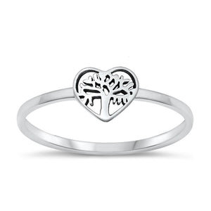 Sterling Silver Tree & Heart Ring