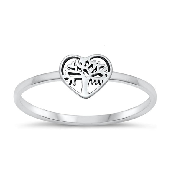 Sterling Silver Tree & Heart Ring