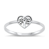 Sterling Silver Tree & Heart Ring
