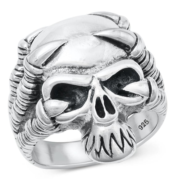 Sterling Silver Large Skull & Claws Ring