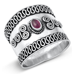 Sterling Silver Woman's Wide Bali Unique Ring Polished 925 Band 19mm Sizes 6-12