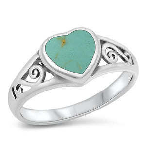 Celtic Heart Turquoise Promise Ring New .925 Sterling Silver Band Sizes 4-10