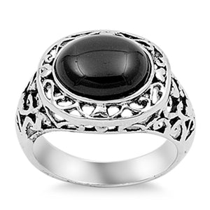 Filigree Black Onyx Fashion Vintage Ring New 925 Sterling Silver Band Sizes 4-12