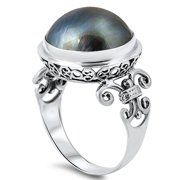 Freshwater Pearl Beautiful Filigree Ring New 925 Sterling Silver Band Sizes 6-9
